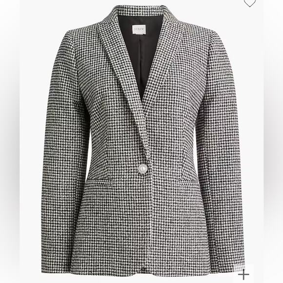 J.CREW Sparkle Houndstooth One Button Blazer Black White Chic Fancy Size 0 NEW - Picture 8 of 8